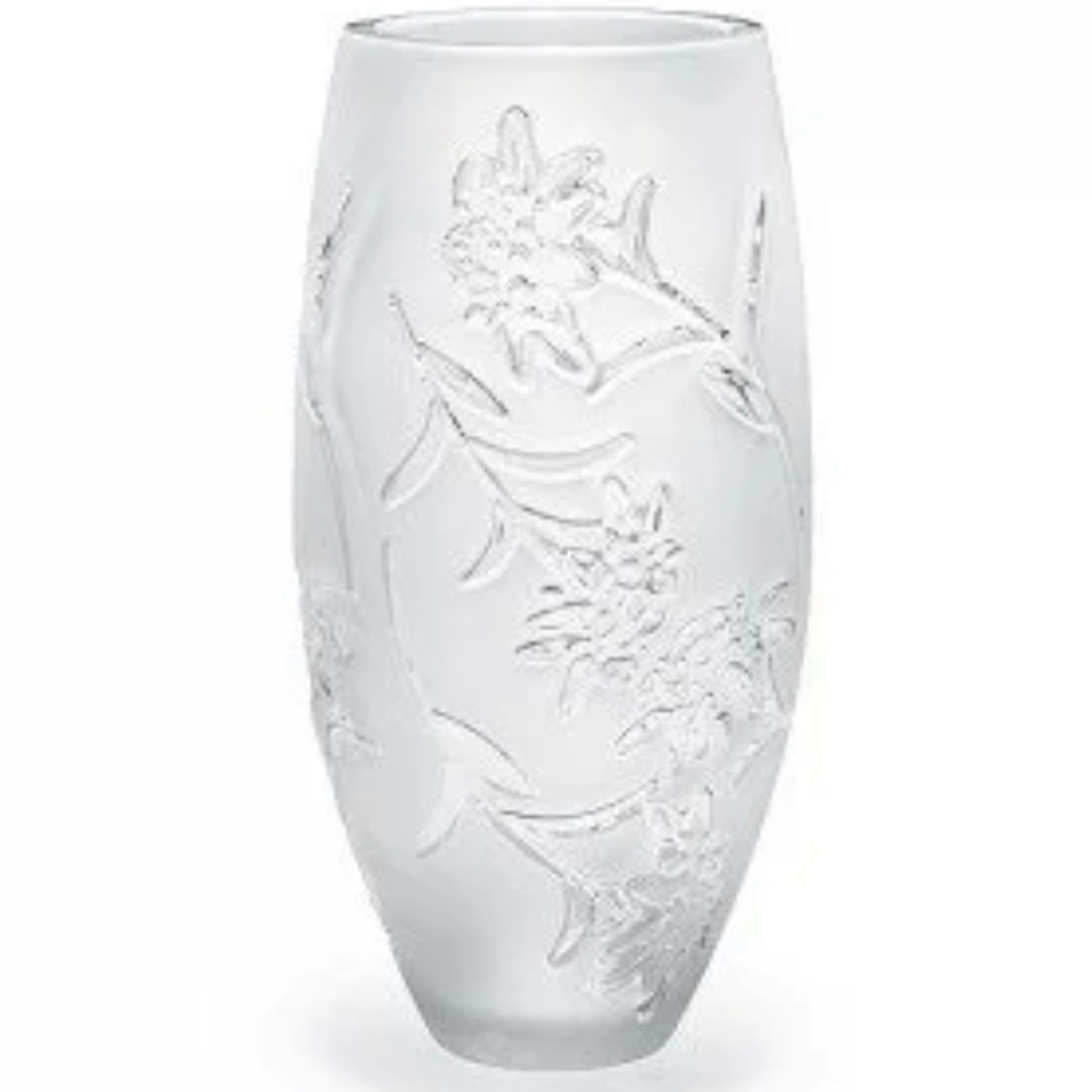 Lalique crystal floral vase in box (never used!)